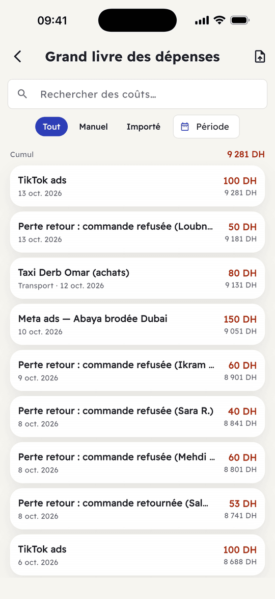 Capture de l’app Ribh : Tous tes frais, tous les mois, et ton relevé bancaire