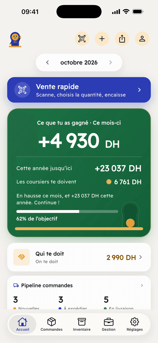 Capture de l’app Ribh : Ce que les livreurs te doivent